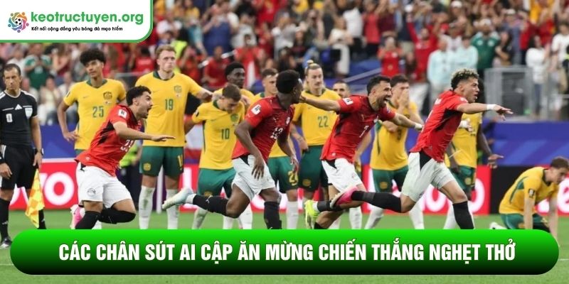 Tỷ lệ kèo trận Úc vs Ai Cập 04/07 - Kèo hòa thắng đậm Các chân sút Ai Cập ăn mừng chiến thắng nghẹt thở